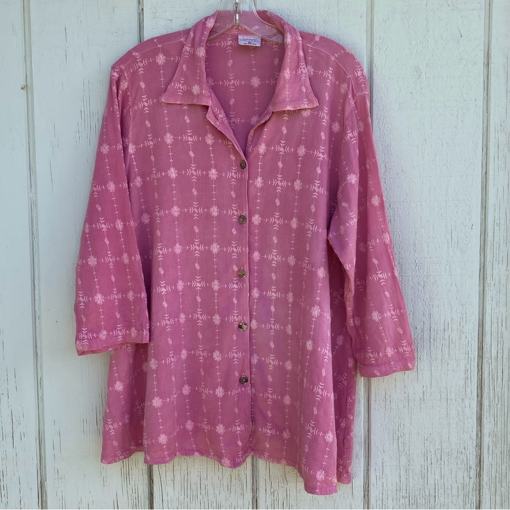 Bundle 3 for 50% off 1990s-Y2K CMC Color Me Cotton Rose Embroidered Rayon Blouse